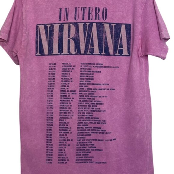 Nirvana Live 93 Band In Utero Tour Tshirt Womens Small Pink Distressed Tee - Picture 4 of 7